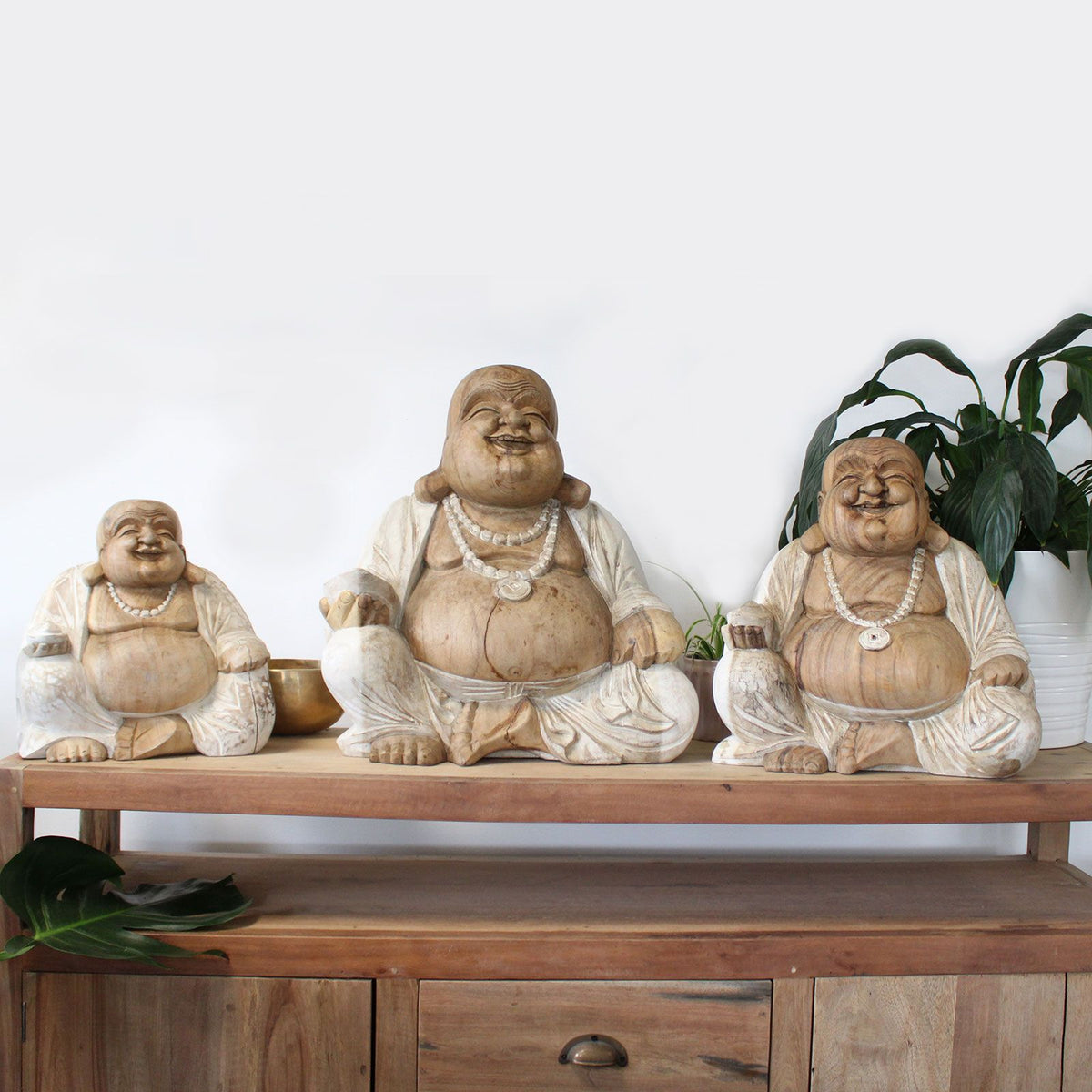 Kézzel faragott „Boldog Buddha” szobor – 40 cm