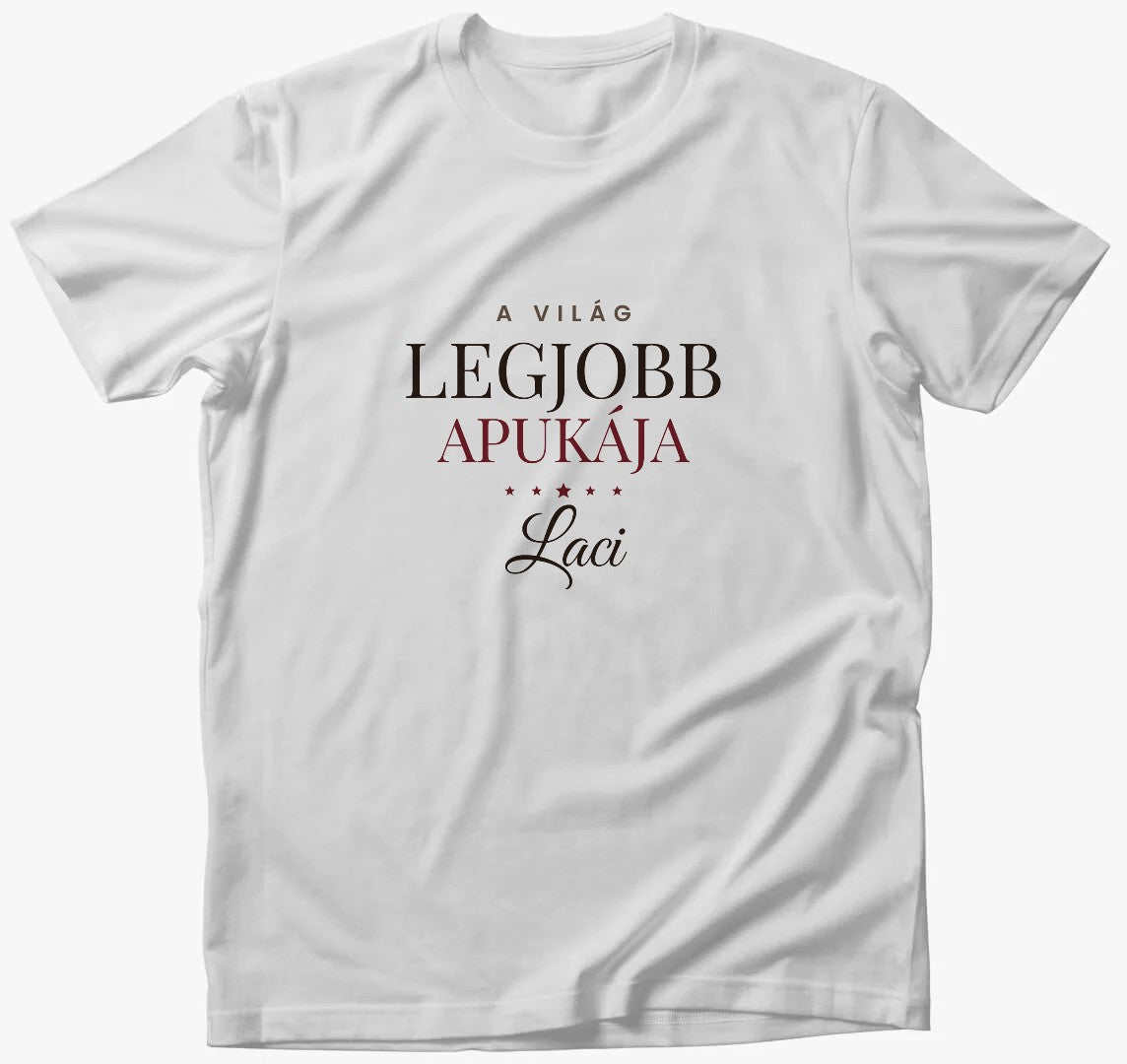 „A világ legjobb …” névre szóló póló – Fehér