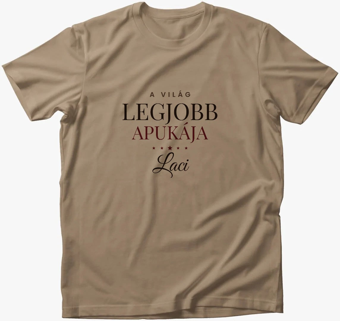 „A világ legjobb …” névre szóló póló – Homok