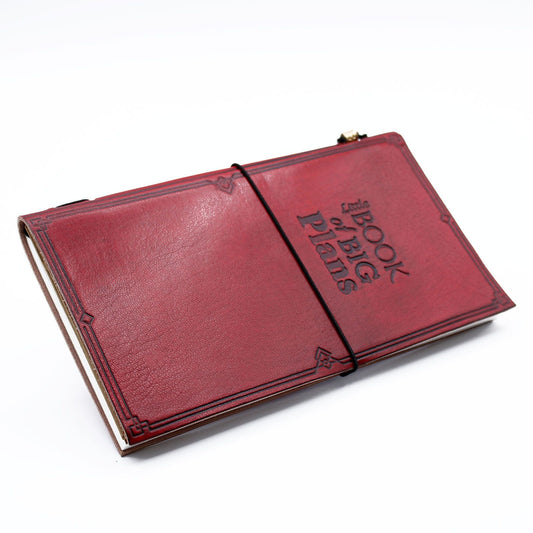 Kézműves bőrkötéses napló, 80 oldal – Little Book of Big Plans, piros