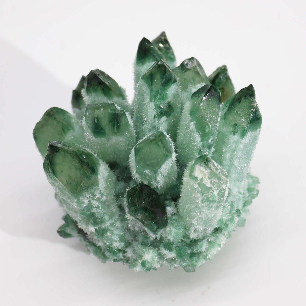 Kvarc kristálycsoport, kb. 8 cm – zöld fantomkvarc