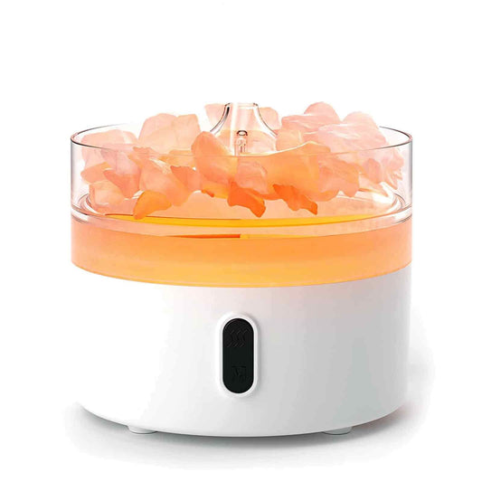 Lángeffektes aroma-párologtató – himalájai sókristály, éjjeli fény (USB-C)
