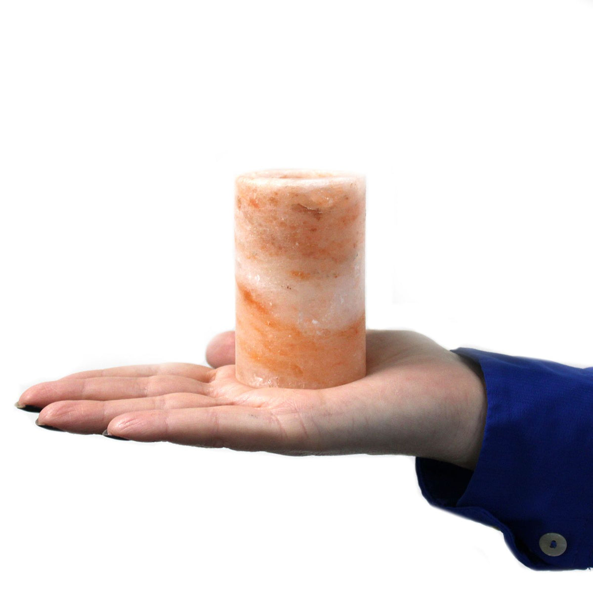 Himalájai só feles poharak – 2 db, fa tartóval