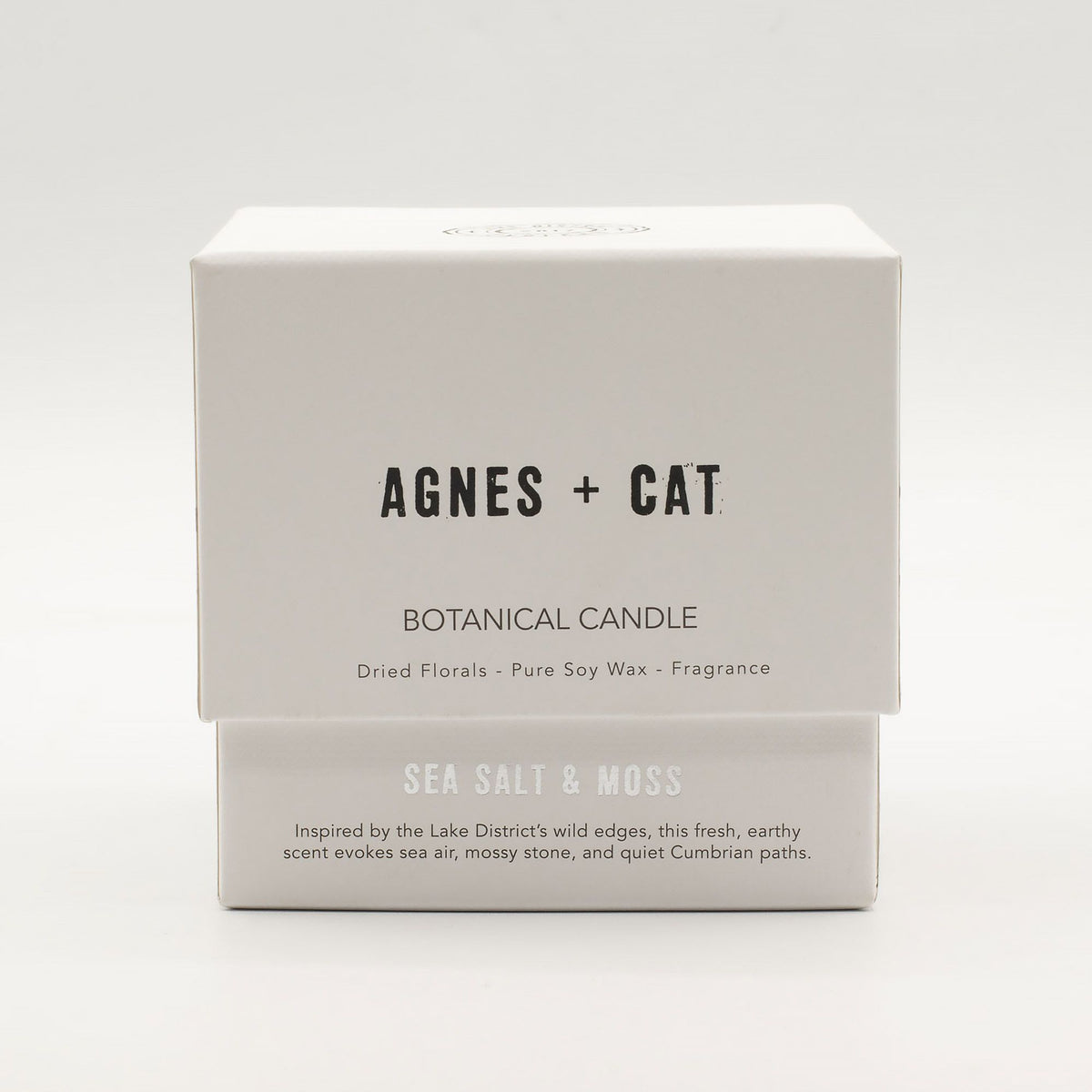 Agnes + Cat botanikus szójaviasz gyertya – tengeri só & moha