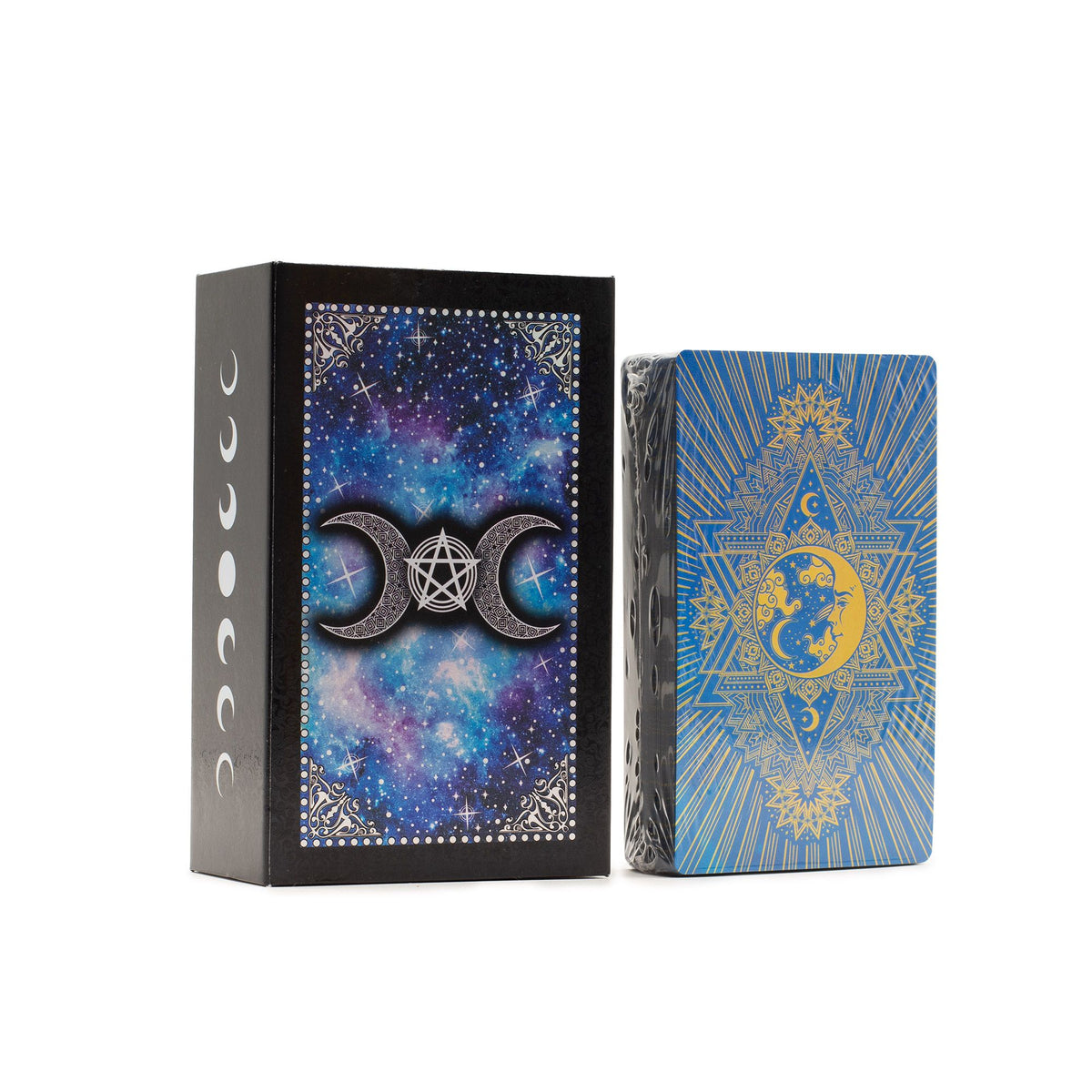 Holdarcos kék fóliás tarot kártya útmutatóval (angol nyelvű)