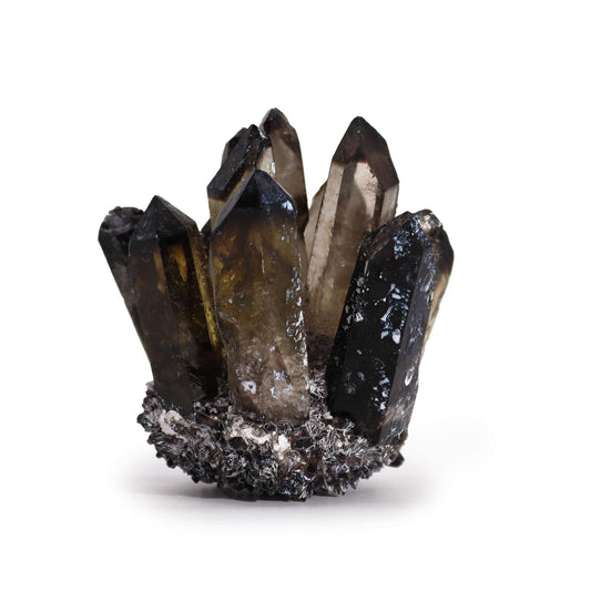 Kvarc kristálycsoport, kb. 8 cm – füstös fantomkvarc
