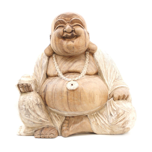 Kézzel faragott „Boldog Buddha” szobor – 40 cm