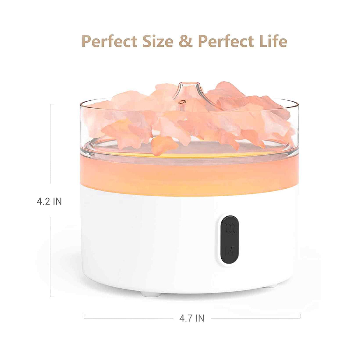 Lángeffektes aroma-párologtató – himalájai sókristály, éjjeli fény (USB-C)