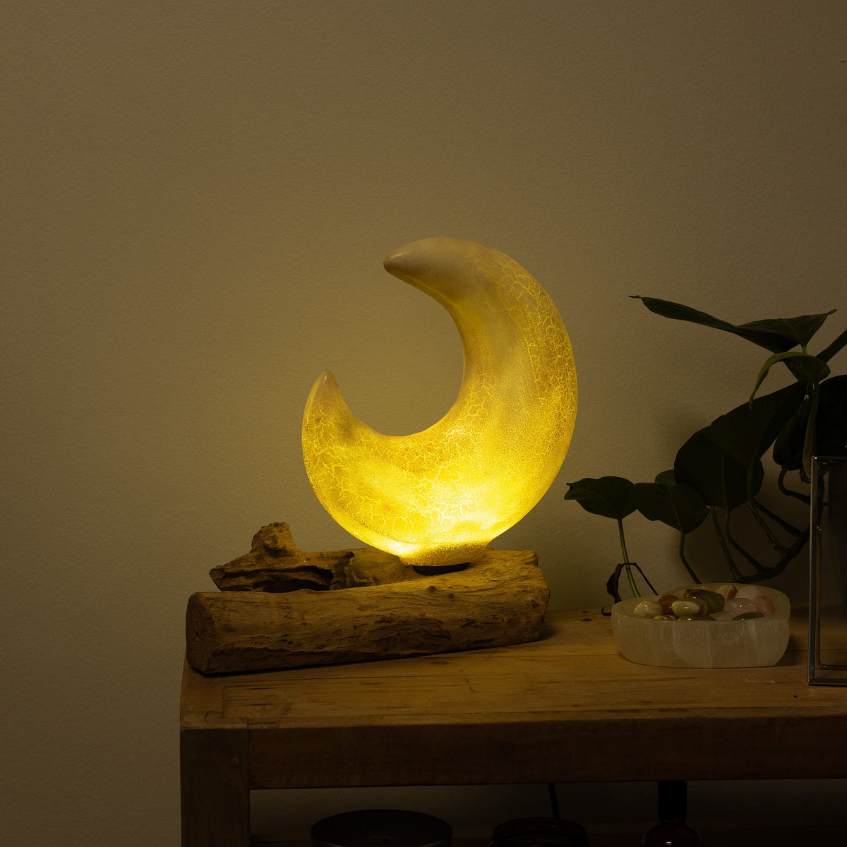 „DriftGlow” félholdas repesztett üveglámpa – szürke