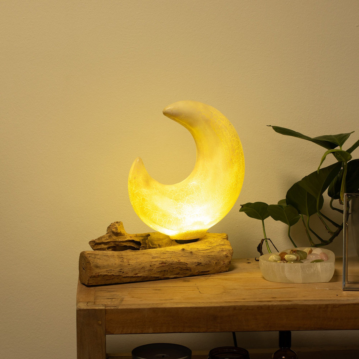 „DriftGlow” félholdas repesztett üveglámpa – szürke