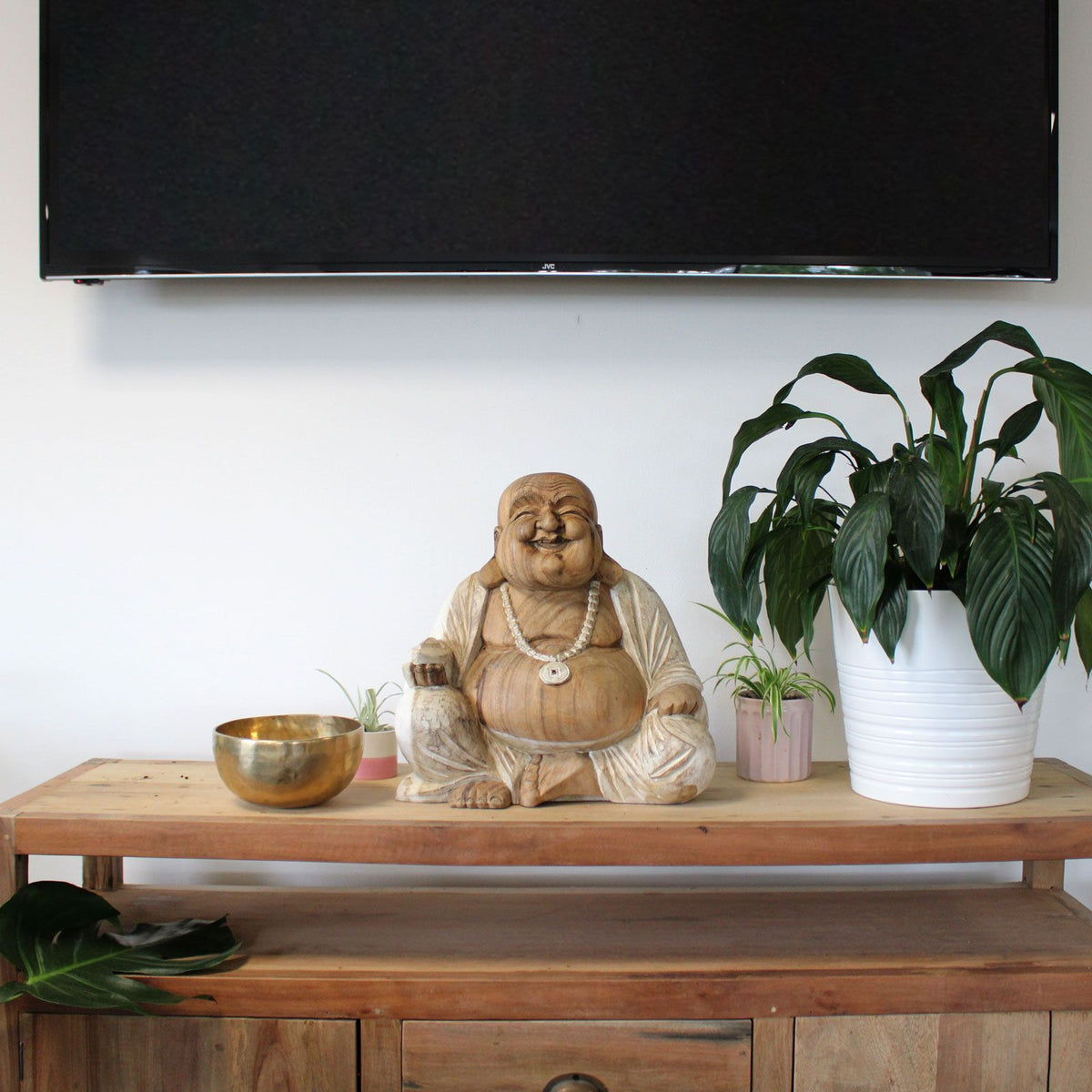 Kézzel faragott „Boldog Buddha” szobor – 40 cm