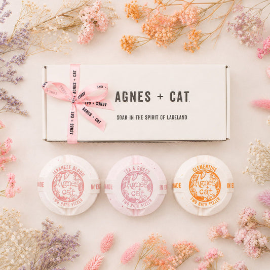 Agnes + Cat fürdőpezsgő-ajándékszett – virág & citrus