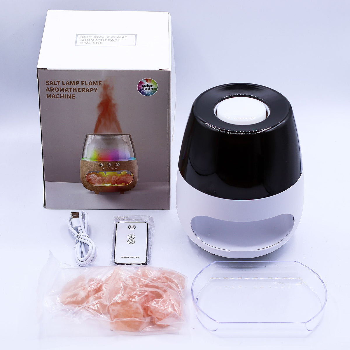 Lángeffektes aroma-párologtató – sókő hatású, fehér