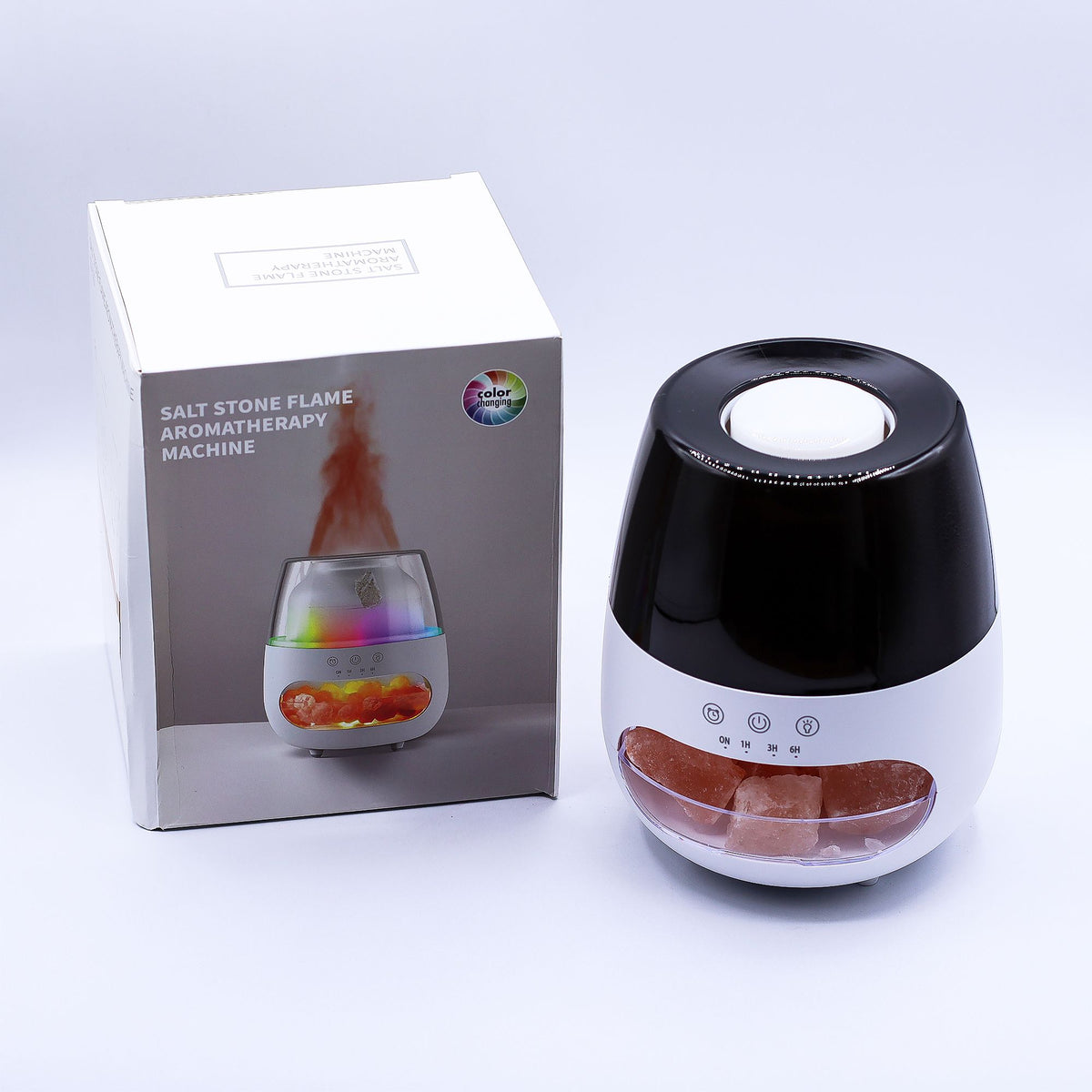 Lángeffektes aroma-párologtató – sókő hatású, fehér