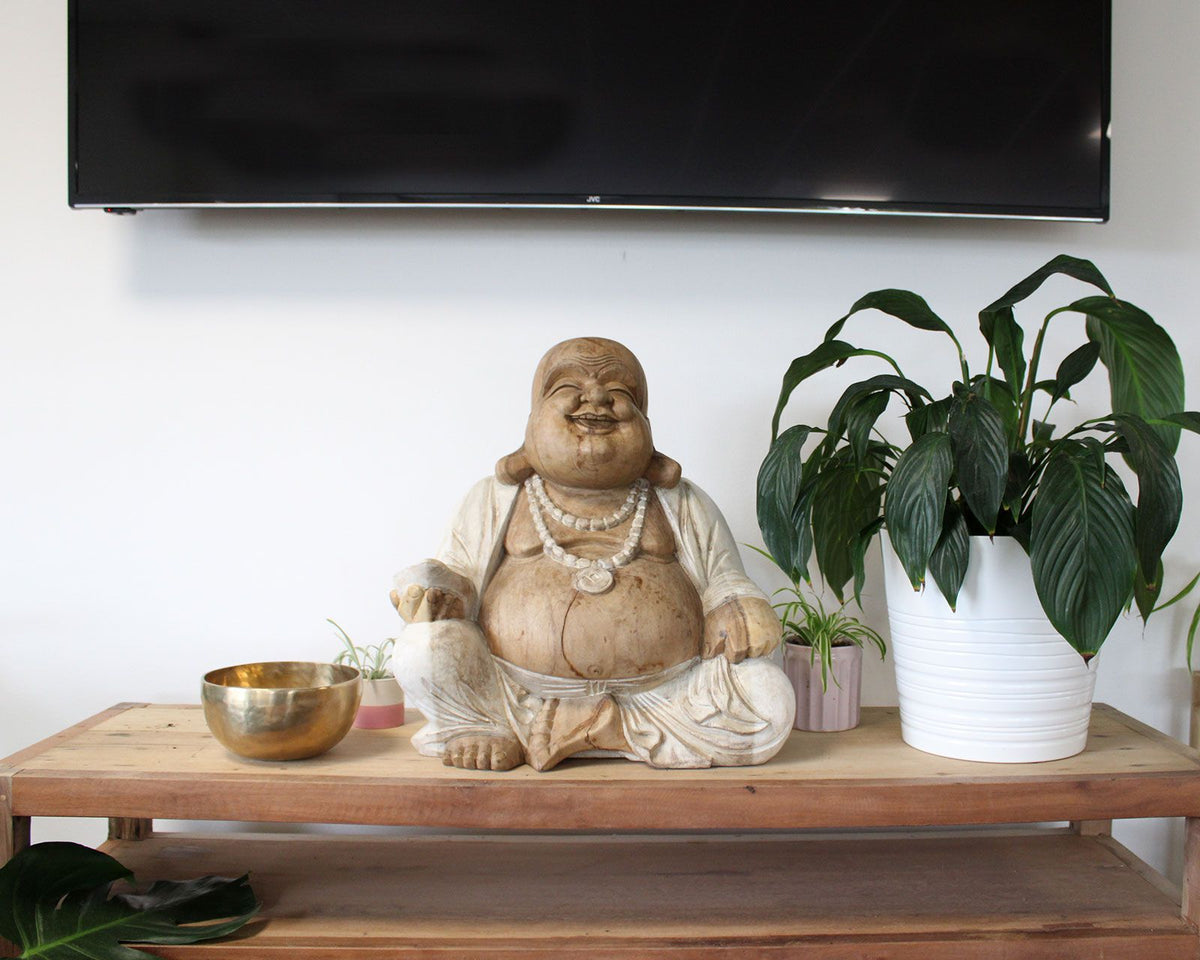 Kézzel faragott „Boldog Buddha” szobor – 50 cm