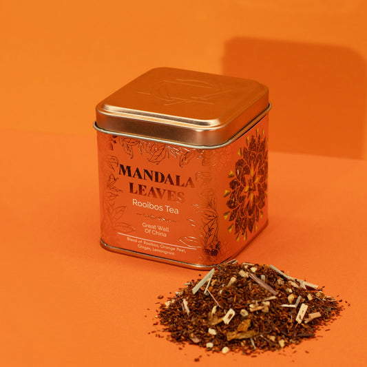 Rooibos tea narancshéjjal és gyömbérrel – 50 g, fémdobozban