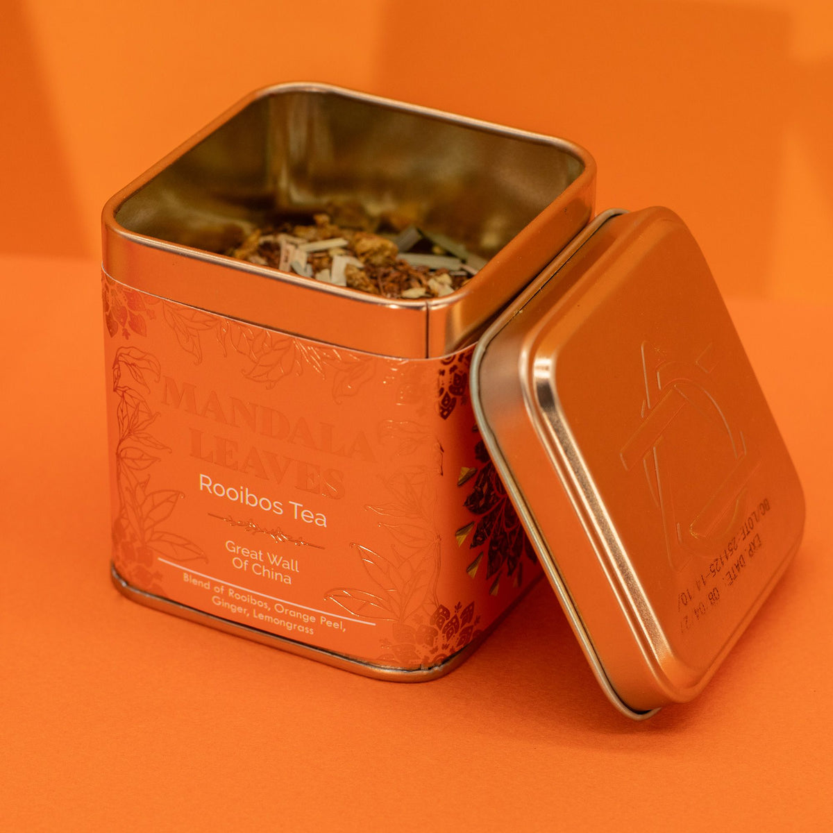 Rooibos tea narancshéjjal és gyömbérrel – 50 g, fémdobozban