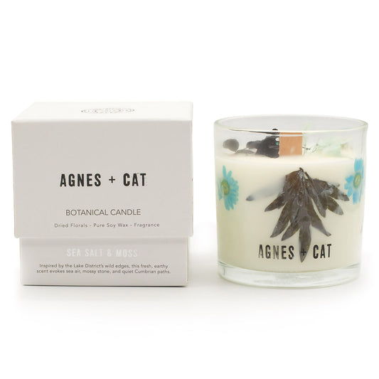 Agnes + Cat botanikus szójaviasz gyertya – tengeri só & moha