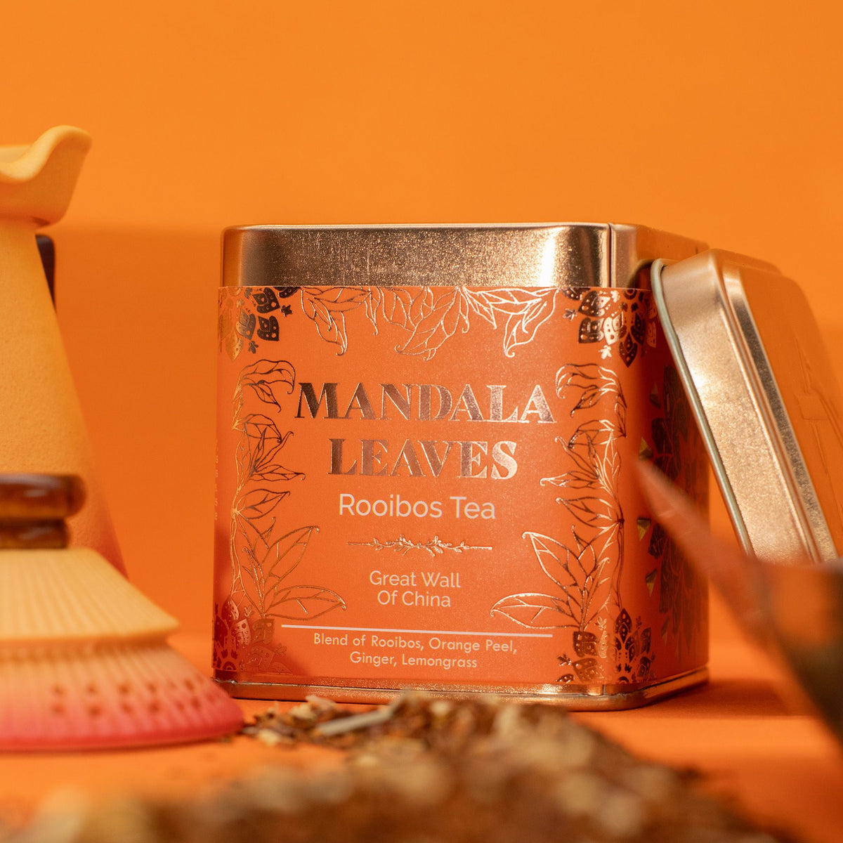 Rooibos tea narancshéjjal és gyömbérrel – 50 g, fémdobozban