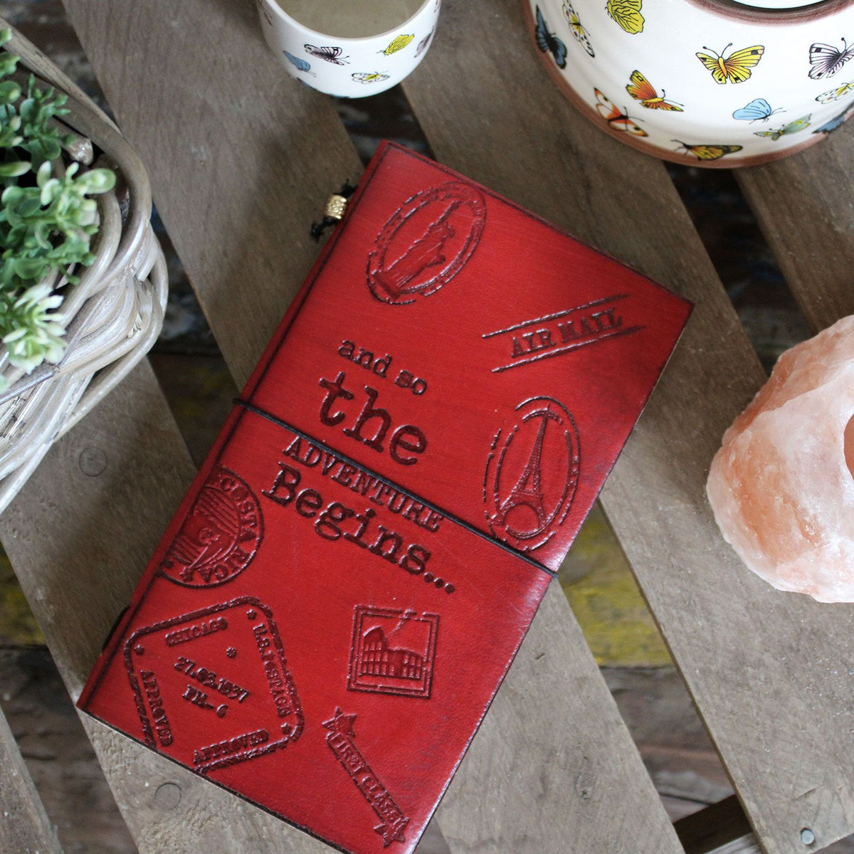 Kézműves bőrkötéses napló, 80 oldal – Little Book of Big Plans, piros
